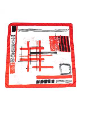 Vintage Abstract Squares Red Pattern Size 34inx 34in