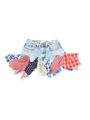 Reworked Y2K Levis Plaid Denim Skirt Waist-29