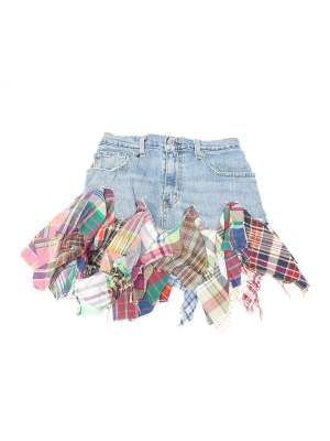 Reworked Y2K Levis Plaid Denim Skirt Waist-26