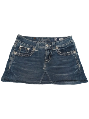 Vintage Reworked Y2K Miss Me Denim Skirt Waist - 28