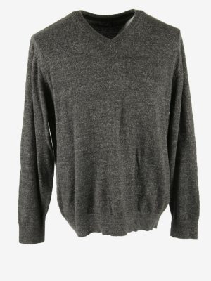 Nautica Vintage Jumper Long Sleeve V Neck Warm 90s Grey Size S