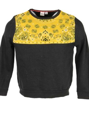 Remake Sweatshirt Disney Top Vintage Crew Neck Patchwork Black Junior L-SW3147