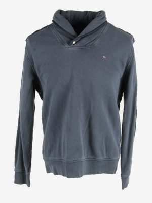 Tommy Hilfiger Vintage Sweatshirt Shawl Neck Long Sleeve Navy Size L