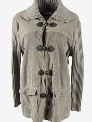 Vintage Corduroy Jacket Sherpa Cord Retro 90s Grey XL