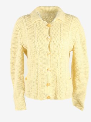 Vintage Jumper Cable Knit Collared Long Sleeve Warm 90s Ivory Size M