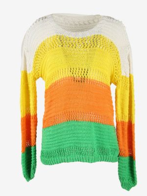 Vintage Jumper Colourful Long Sleeve Crew Neck 90s Multi Size One Size