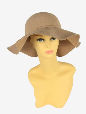 Vintage Trilby Hat Womens Fedora Classic Country 90s Beige Size 56 cm