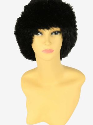Bucket Vintage Hat Womens Winter Classic Country 90s Black Size 60cm