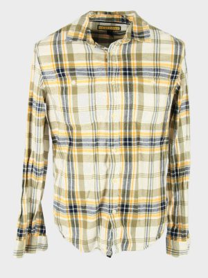 Flannel Shirt Vintage Check Long Sleeve Button 90s Cotton Multi Size M