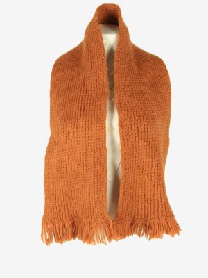 Knitted Winter Scarf Vintage Handmade Neck Warmer Soft 70s Retro Camel