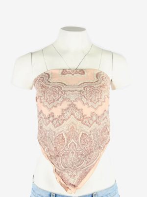 Ladies Paisley Scarf Square Head Neckerchief Top Summer 90s Retro Pink