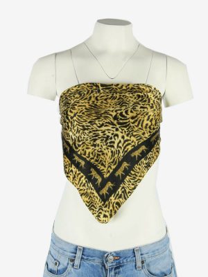 Original True Leopard Vintage Neck Scarf Satin Boho 90s Retro Multi