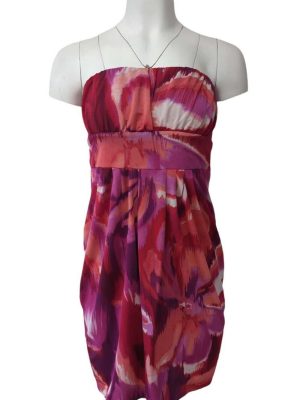 Strapless Dress Jersey Floral Evening Occasion Blurred Print Szie S/M
