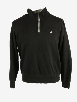 Vintage Nautica Sweatshirt Half Zip Long Sleeve 90s Black Size M