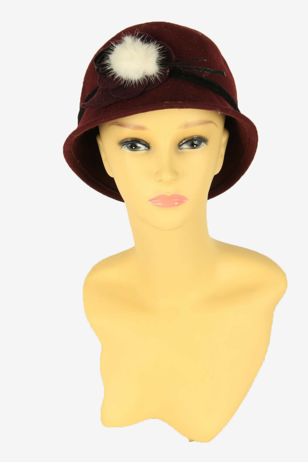 Bucket Vintage Hat Womens Classic Design Country 90s Burgundy Size 58 cm
