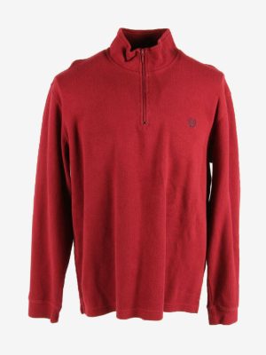 Chaps Vintage Sweatshirt Half Zip Collared Retro 90s Red Size L