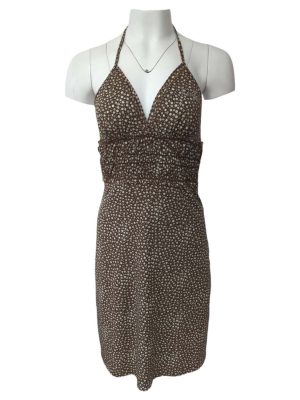 Liu jo Liu Halter Neck Dress Brown Floral Slip Dress Size M