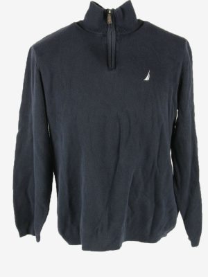 Nautica Jumper Collared Vintage Long Sleeve Quarter Zip 90s Navy Size L
