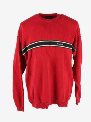 Nautica Jumper Crew Neck Vintage Long Sleeve Warm Retro Red Size XXL
