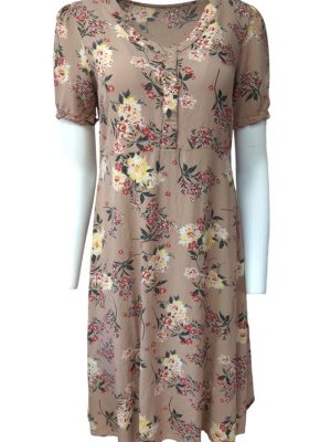 Pcpaola Ls Midi Dress Button Up Top Round Neck Short Sleeve Size L