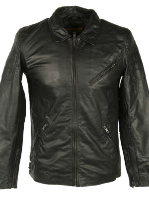 Real Leather Jacket Mens Bomber Biker S,M,L,XL Black, Bareskin Brand New