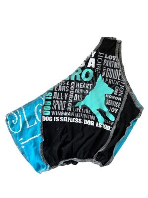 Remake Ladies Top Half Shoulder Cut and Sew Crop Top Dog Print Size S