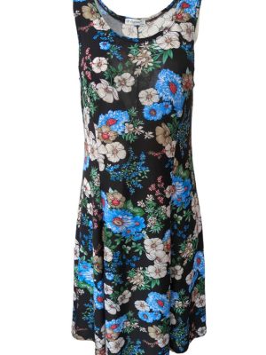 Tank Dress Floral Sleeveless Midi Scoop Neck Size XL/XXL
