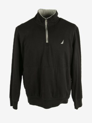 Vintage Nautica Sweatshirt Half Zip Long Sleeve 90s Black Size L
