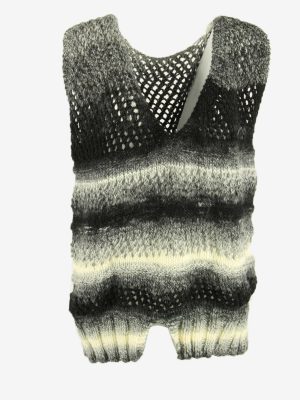 Vintage Striped Sweater V Neck Jumper Winter Retro 80s Multi Size XXL