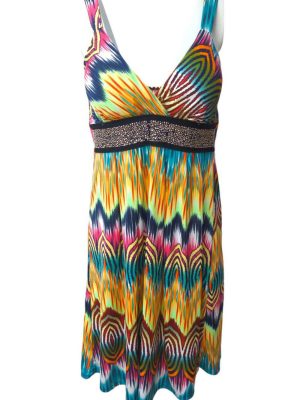 Womens A-Line Dress Built in Bra Embalished Waist Size S/M