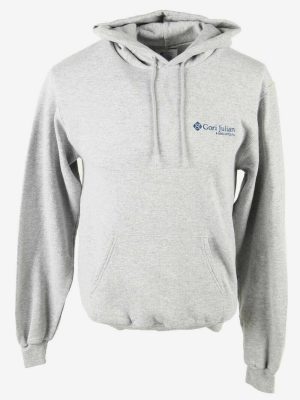 Champion Hoodies Vintage Pockets Sweatshirt Retro 90s Grey Size S