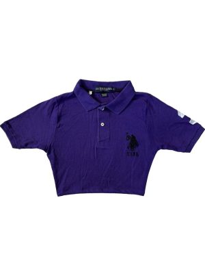 Reworked Crop Top US Polo Shirt  Purple S