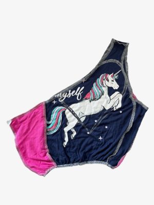 Reworks Ladies Top One Shoulder and Sew Crop Top Unicorn Print Size S