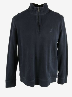 Vintage Nautica Sweatshirt Half Zip Collared Retro 80s Navy Size XL