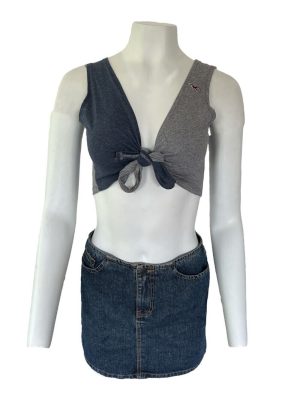 Womens Remake Holister Remake Crop Top Adjustable Tie Front Size S