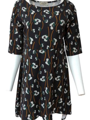 Women's Scoop Neck Midi Dress with 3/4 Sleeves Comfortable Tunic Size XL