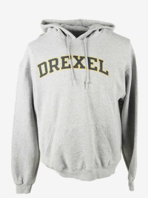 Champion Hoodies Vintage Pockets Sweatshirt Retro 90s Grey Size L