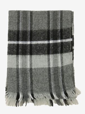 Check Tartan Scarf Vintage Soft Tassel Plaid Warm 90s Retro Grey