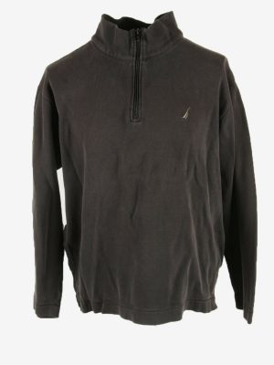 Nautica Jumper Collared Vintage Long Sleeve Zip 90s Dark Grey Size XL