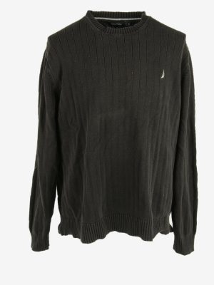 Nautica Jumper Vintage Pullover Crew Neck Sweater 90s Black Size XL