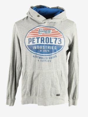 Petrol'73 Print Hoodies Vintage 90s Grey XL