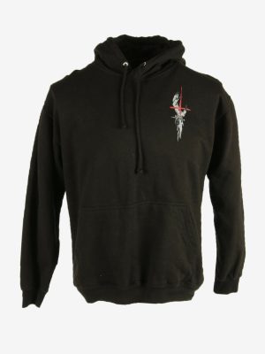 Skeleton Printed Hoodies Vintage 90s Black Size M