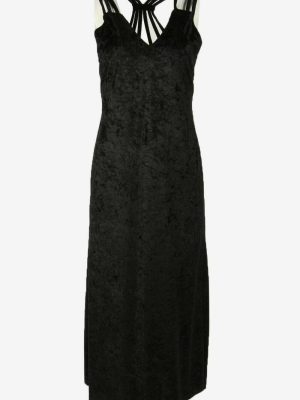 Vintage Spaghetti Strap Velvet Dress V Neck Retro 90s Black Size 42/44