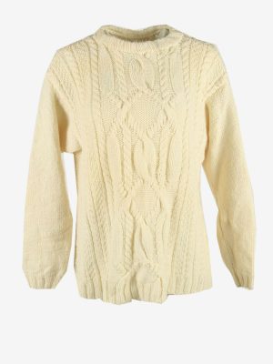 Vintage Cable Knit Crew Neck  Jumper Sweater Warm White Size XXL