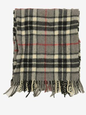 Vintage Check Tartan Blend Scarf Winter Soft  90s Retro Grey