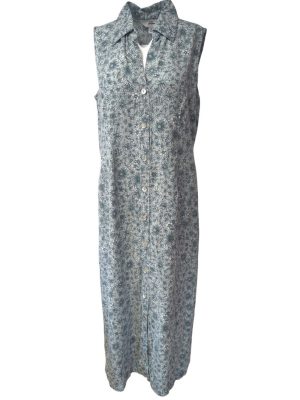 Vintage Dress Sleeveless Long Collared Multi Size 12