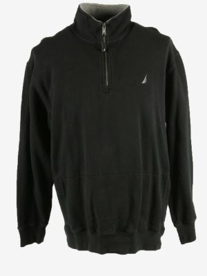 Vintage Nautica Sweatshirt Half Zip Long Sleeve 90s Black Size XL