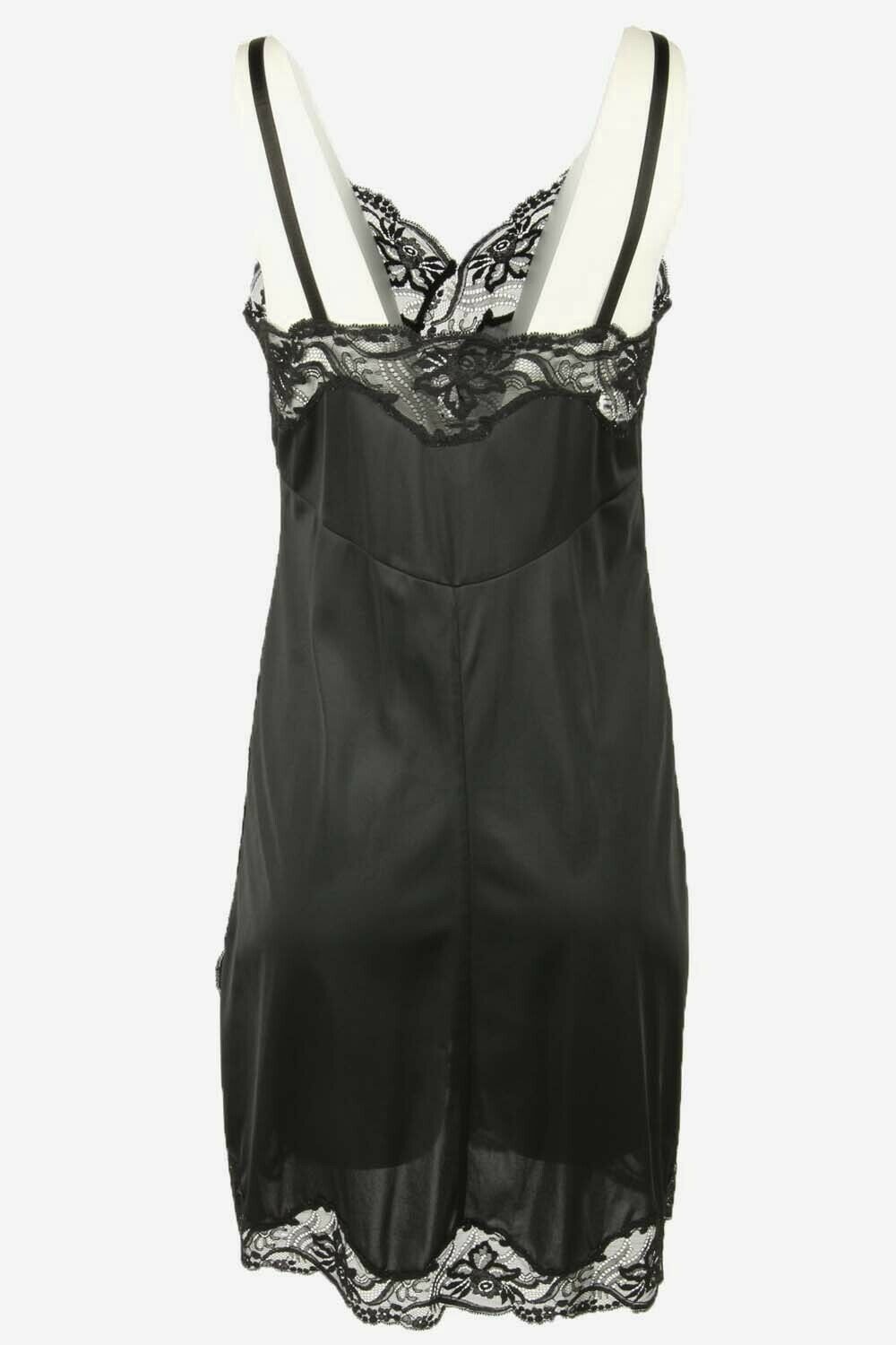 Vintage Spaghetti Strap Slip Dress Chemise Lace Nightdress 90s Black S ...