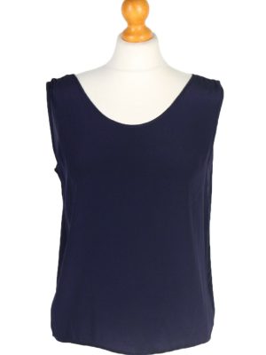 Women Blouse Top Shirts 90s Sleeveless Casual London Navy Blue Size L