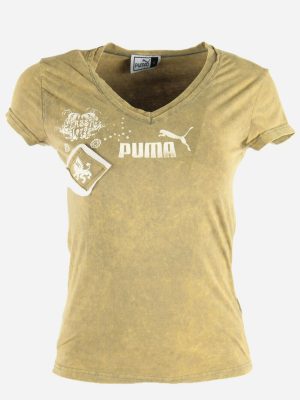 Women Puma T-Shirt Tee Short Sleeve Sports Vintage  Multicolared Size S